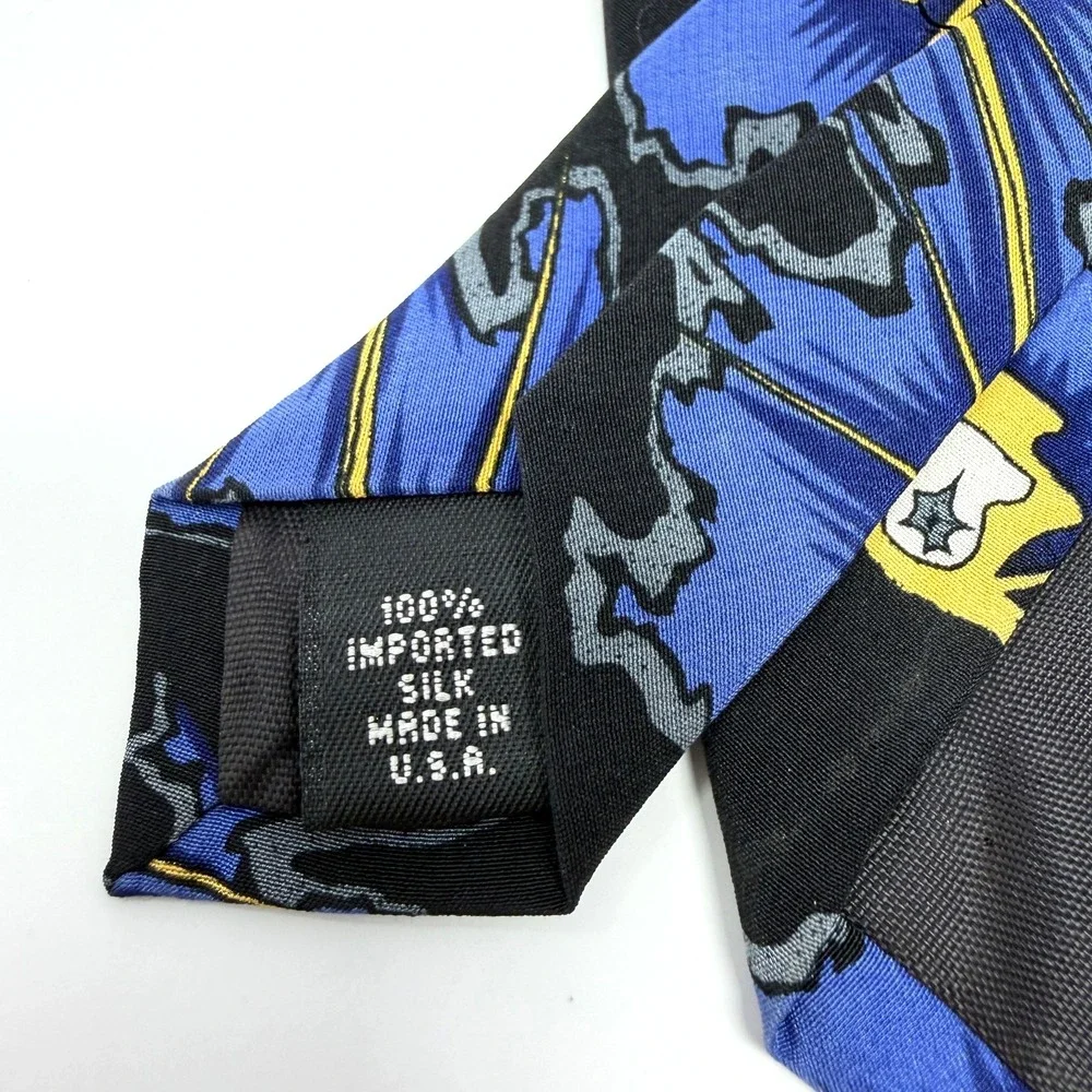 GRATEFUL DEAD Devil's Friend First Set Silk Tie Alien Blue Gold Vintage USA
